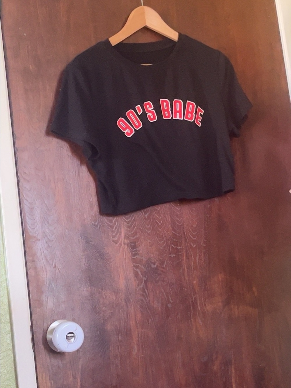Black "90's Babe" Crop Tee